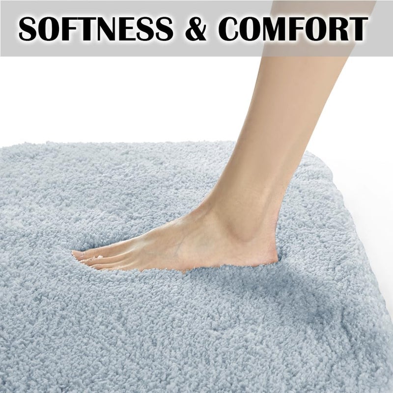 Suchtale Non Slip Bath Mat (20 x 32, Light Blue) - Soft Microfiber Shaggy, Water Absorbent, Machine Washable, Thick Plush Shower Mat - Image 4